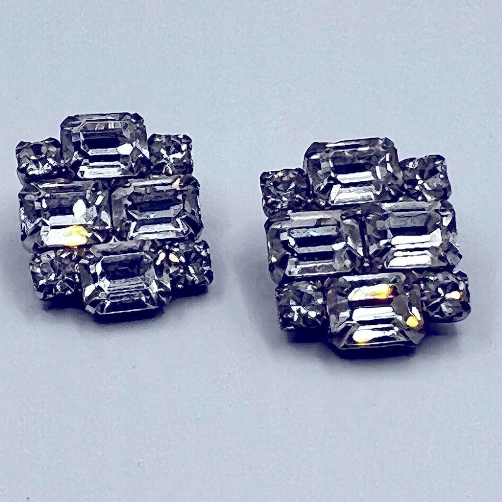 WEISS EARRINGS VINTAGE ESTATE CRYSTAL 1940’s-50’s